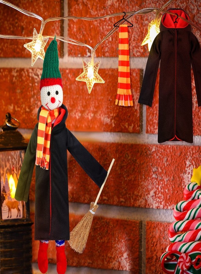 Hungdao 6 Pcs Christmas Clothes Accessories Wizard Robe Outfit Scarf and Broom Costume Dress up for Christmas Decor - Image 4