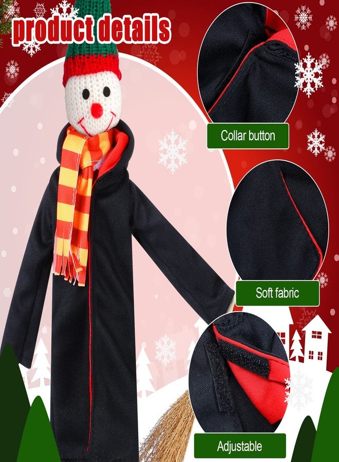 Hungdao 6 Pcs Christmas Clothes Accessories Wizard Robe Outfit Scarf and Broom Costume Dress up for Christmas Decor - Image 2