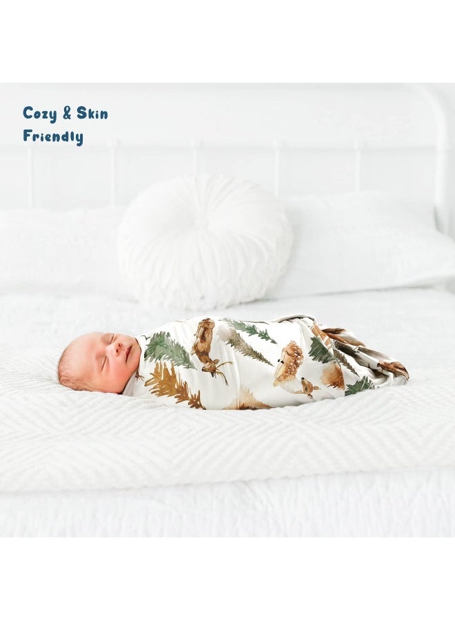 GRSSDER Baby Blankets Super Soft Stretchy Jersey Knit Swaddle Blanket for Baby Girls and Boys, Double Layer Receiving Blankets 34 x 44 Extra Large for Swaddling, Deer Pattern - Image 4