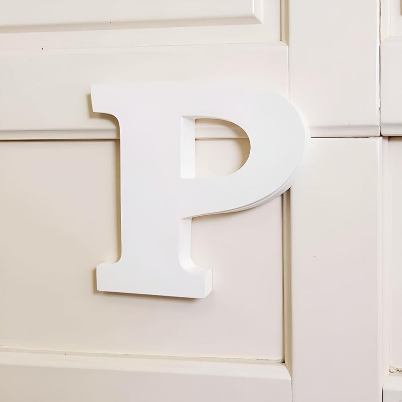 AKDAMA Wooden P Letter- English Upper Case Alphabets Cutouts for Art and Craft Work (P_White_15x2.5 cm) - Image 2