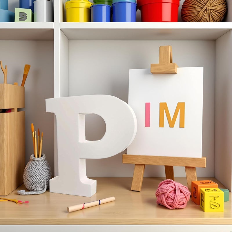 AKDAMA Wooden P Letter- English Upper Case Alphabets Cutouts for Art and Craft Work (P_White_15x2.5 cm) - Image 4