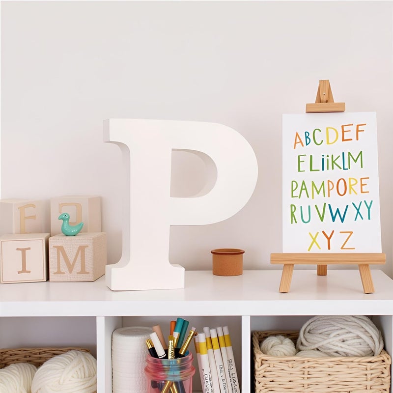 AKDAMA Wooden P Letter- English Upper Case Alphabets Cutouts for Art and Craft Work (P_White_15x2.5 cm) - Image 3
