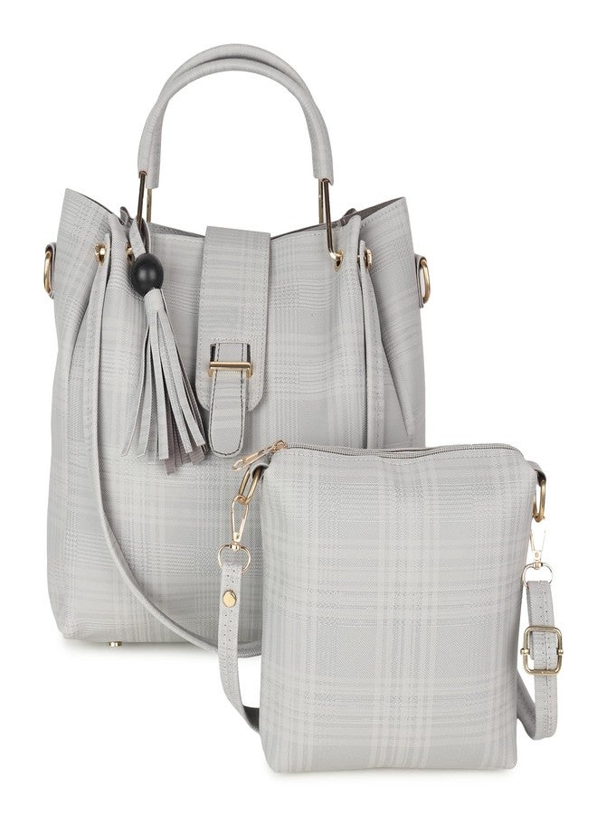 DANIEL CLARK Handbags For Women Combo (Set of 2) (Grey) - Image 1