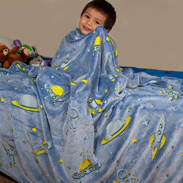 Tera13 TERA 13 Blanket for Kids Space Blanket for Boys (1 Pcs) Glow in The Dark Radium Blanket Foor Kids, Teenager & Adult All Seasons Blankket Single Bed Return Gifts for Kids - Image 2