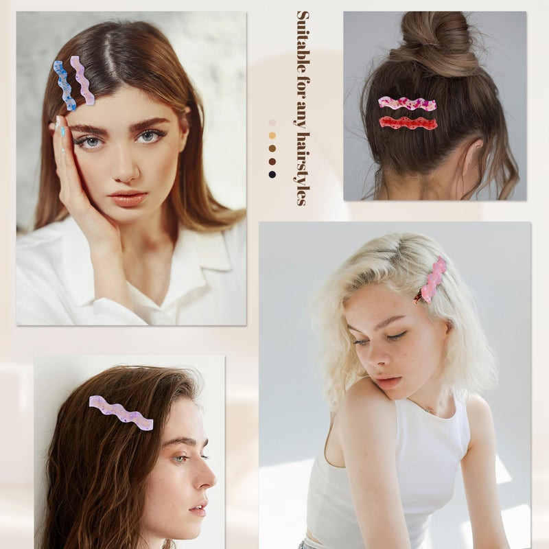 Cptots 12 PCS Acrylic Resin Alligator Barrettes For Women Small Cute Clips For Thick Thin Hair Fashion Decorative Accessories,Purple Green Blue Gradien Red - Image 5