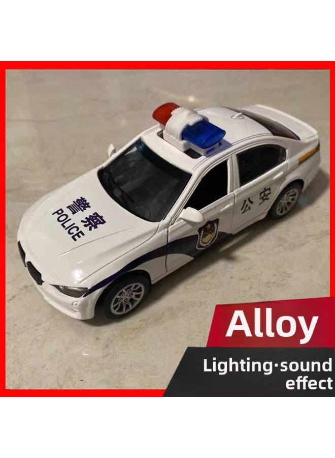 Children's Toy Police Car Model Alloy Simulation Car Model Ambulance Police Fire Truck 110 Toy Car-Color:National Guest Police Motorcycle Chinese 【light + Sound Effect】】 - Image 2