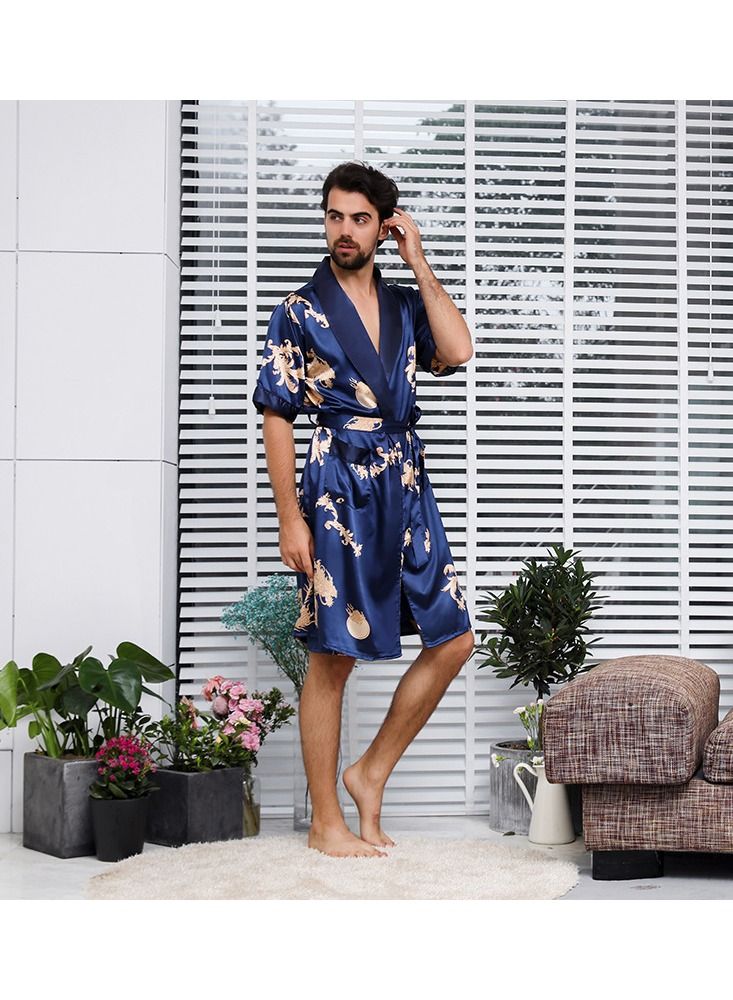 Loquat Printed Polyester Robe Blue  - Image 2