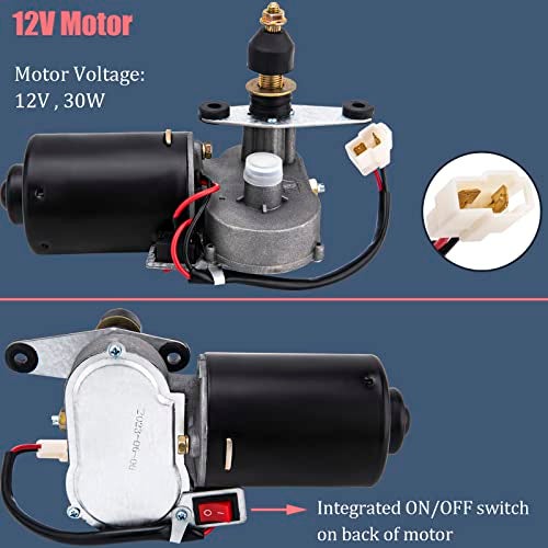 9TH SHOP Electric UTV Windshield Wiper Kit, Universal Windshield Wiper Motor Kit, 12V Electric Windshield Wiper Kit for UTV Golf Cart Universal Power Wiper Kit - Image 3