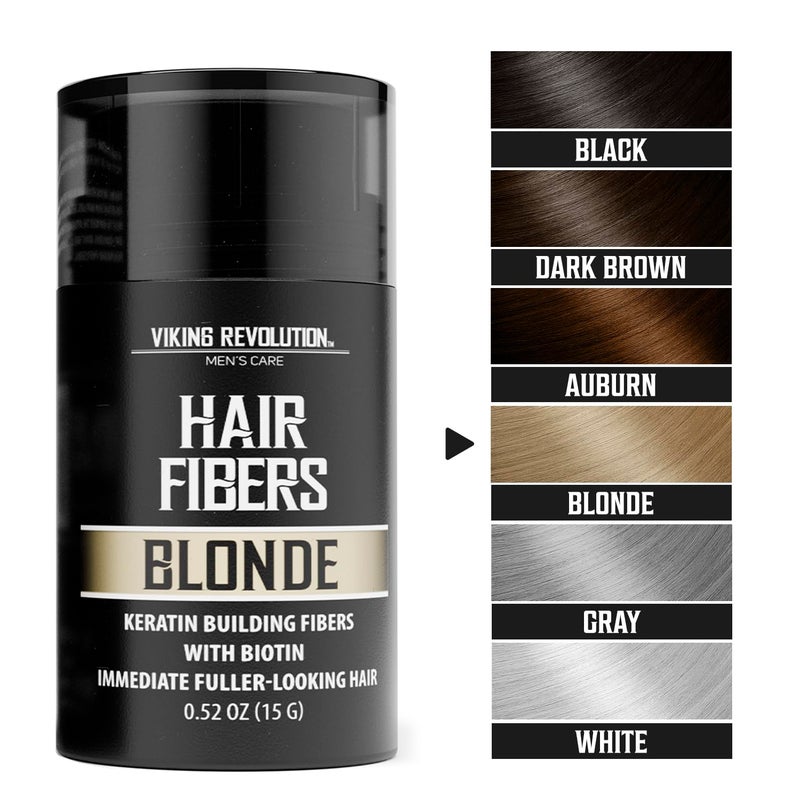 Viking Revolution Blonde Hair Fibers for Thinning Hair Men - Thick Fiber for Bald Spot Cover Up Hair Building Fibers with Kerating and Biotin - Hair Fiber for Men for Thicker and Fuller Look (0.52oz) - Image 2
