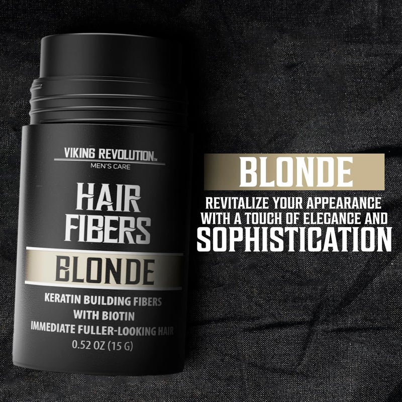 Viking Revolution Blonde Hair Fibers for Thinning Hair Men - Thick Fiber for Bald Spot Cover Up Hair Building Fibers with Kerating and Biotin - Hair Fiber for Men for Thicker and Fuller Look (0.52oz) - Image 4