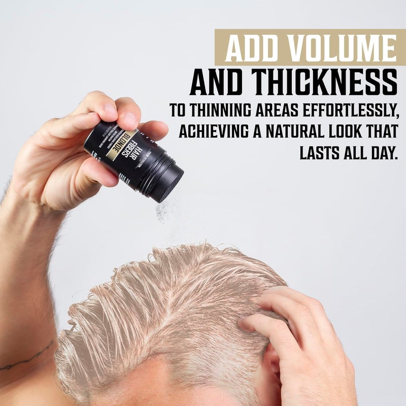 Viking Revolution Blonde Hair Fibers for Thinning Hair Men - Thick Fiber for Bald Spot Cover Up Hair Building Fibers with Kerating and Biotin - Hair Fiber for Men for Thicker and Fuller Look (0.52oz) - Image 3