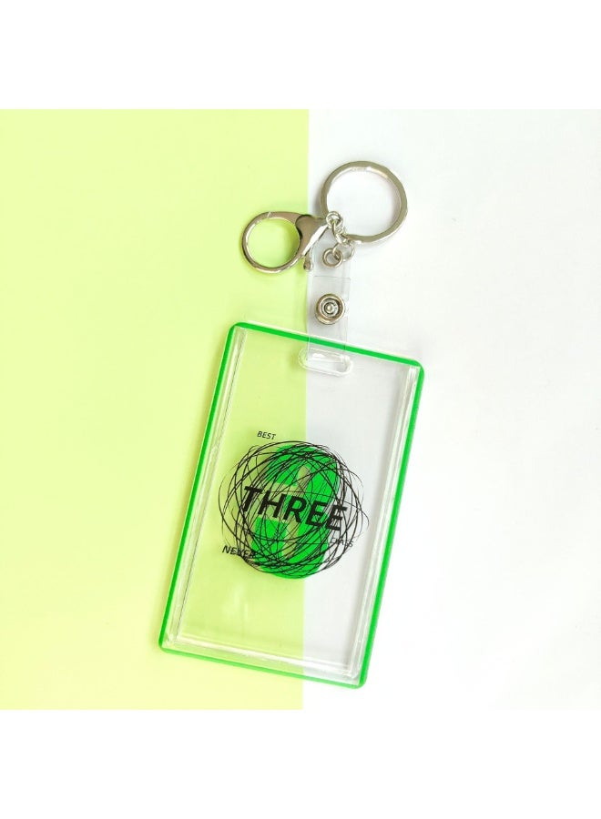 NIBEMINENT 1 - Piece Earth Transparent Kpop Photo Card Holder Pendant Key Chain ID Badge Holder ID Card Holder Photo Card Protector for School ID Office ID Access Card for Women Girls - Image 1