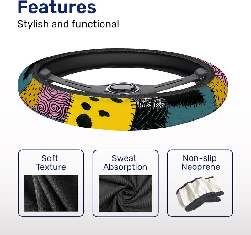 GENANY Christmas Spooky Fantasy Steering Wheel Cover Anti-Slip Neoprene Wheel Grip Breathable Driver Wheel Protector Car Accessories Absorbing - Image 4