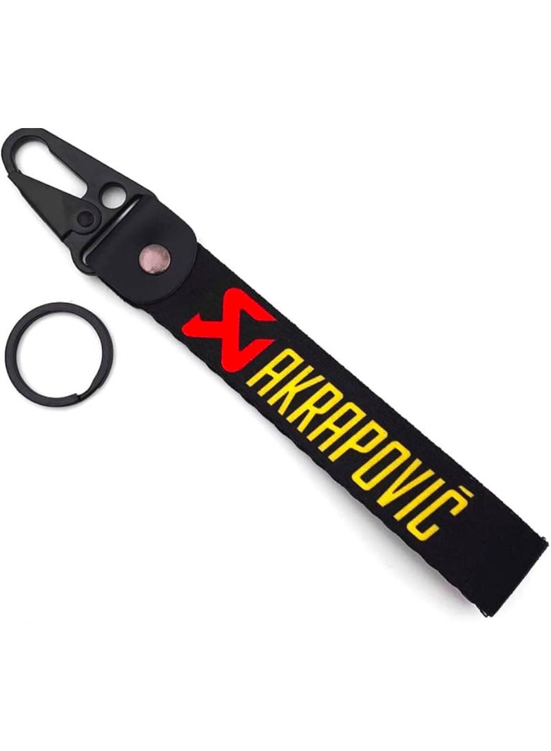 ميدالية مفاتيح قماش بتصميم Akrapovic مع مشبك معدني – حامل مفاتيح للسيارة والدراجة النارية - Image 1