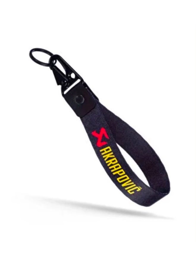 ميدالية مفاتيح قماش بتصميم Akrapovic مع مشبك معدني – حامل مفاتيح للسيارة والدراجة النارية - Image 2
