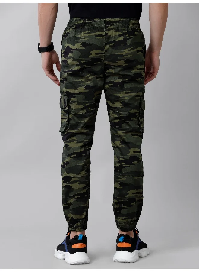 Beyoung Camouflage Green Dual Pocket Cargo Joggers For Men