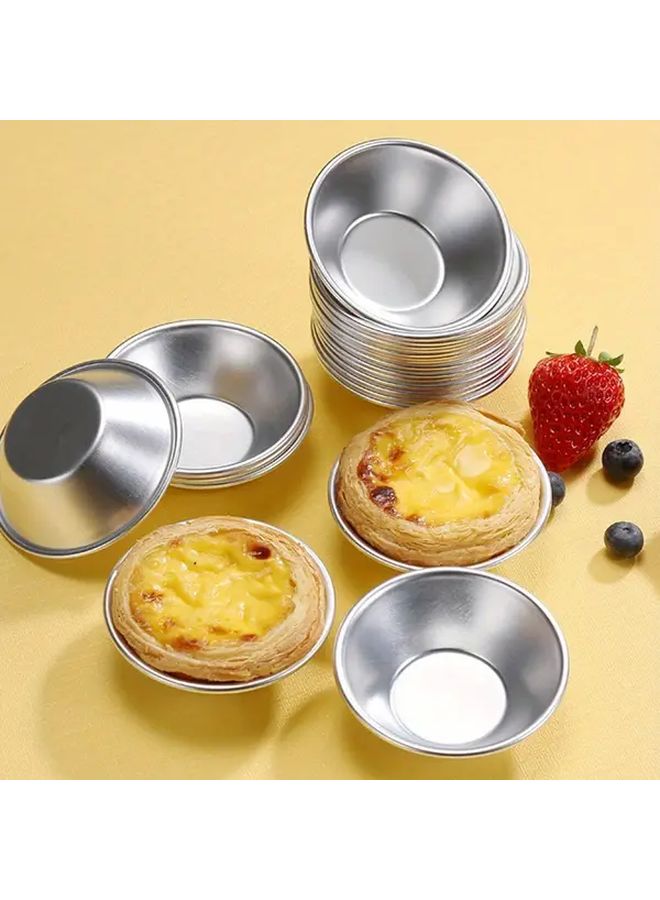 25Pcs Silvery Reusable Aluminum Tart Molds Non Stick Pie Cake Cookie Shells - Image 2