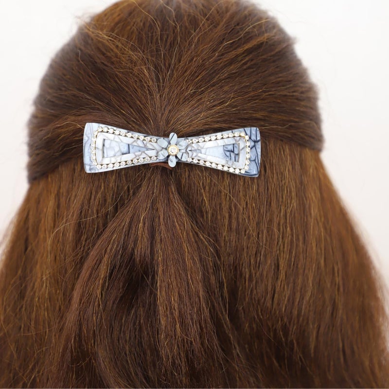 JWELLA Marble Finish Hair Clips with Rhinestone Accents, Set of 3, Elegant (Desing-2) - Image 3