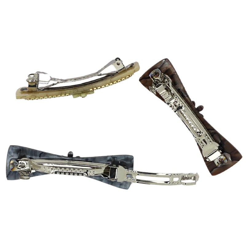 JWELLA Marble Finish Hair Clips with Rhinestone Accents, Set of 3, Elegant (Desing-2) - Image 4