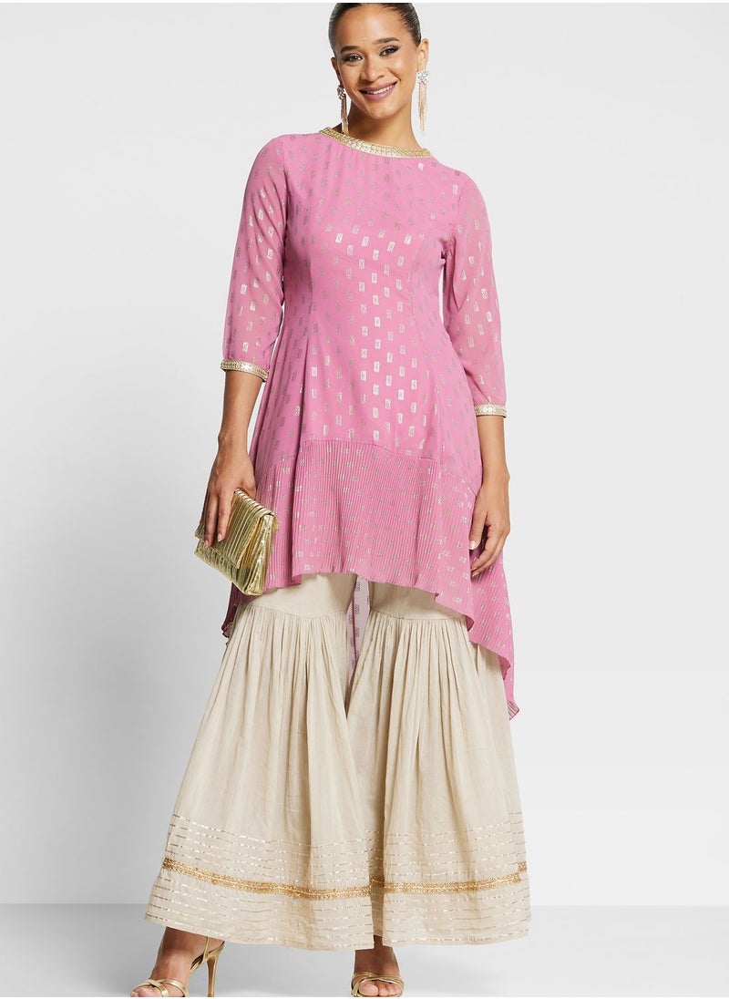 indya - Foil Print High Low Kurti - Image 1