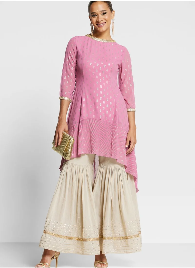 indya Foil Print High Low Kurti