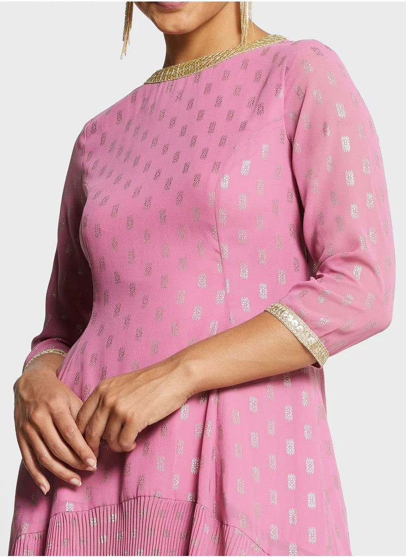 indya Foil Print High Low Kurti