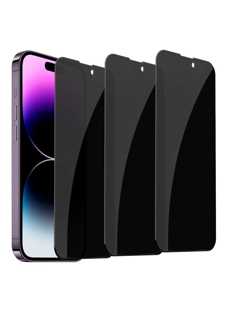 Privacy Screen Protector for iPhone 14 9H Tempered Glass 3-Pack Full Coverage Anti-Spy No Bubbles Case Friendly (iPhone 14)