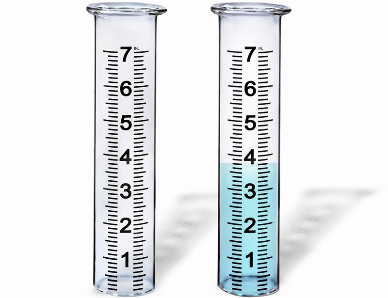 BIUWING 7" Capacity Glass rain Gauge Replacement Tube for Outdoors Yard Garden with Lip, Best Rated, Easy to Read (2 pcs) - Image 1