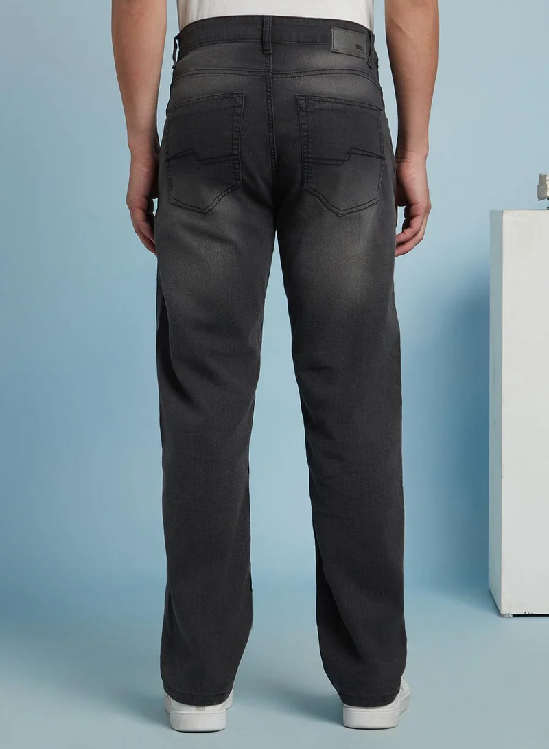 Dennis Lingo  Men's Black Cotton Blend Solid Full Length Relaxed Jeans for Men | Best Price UAE