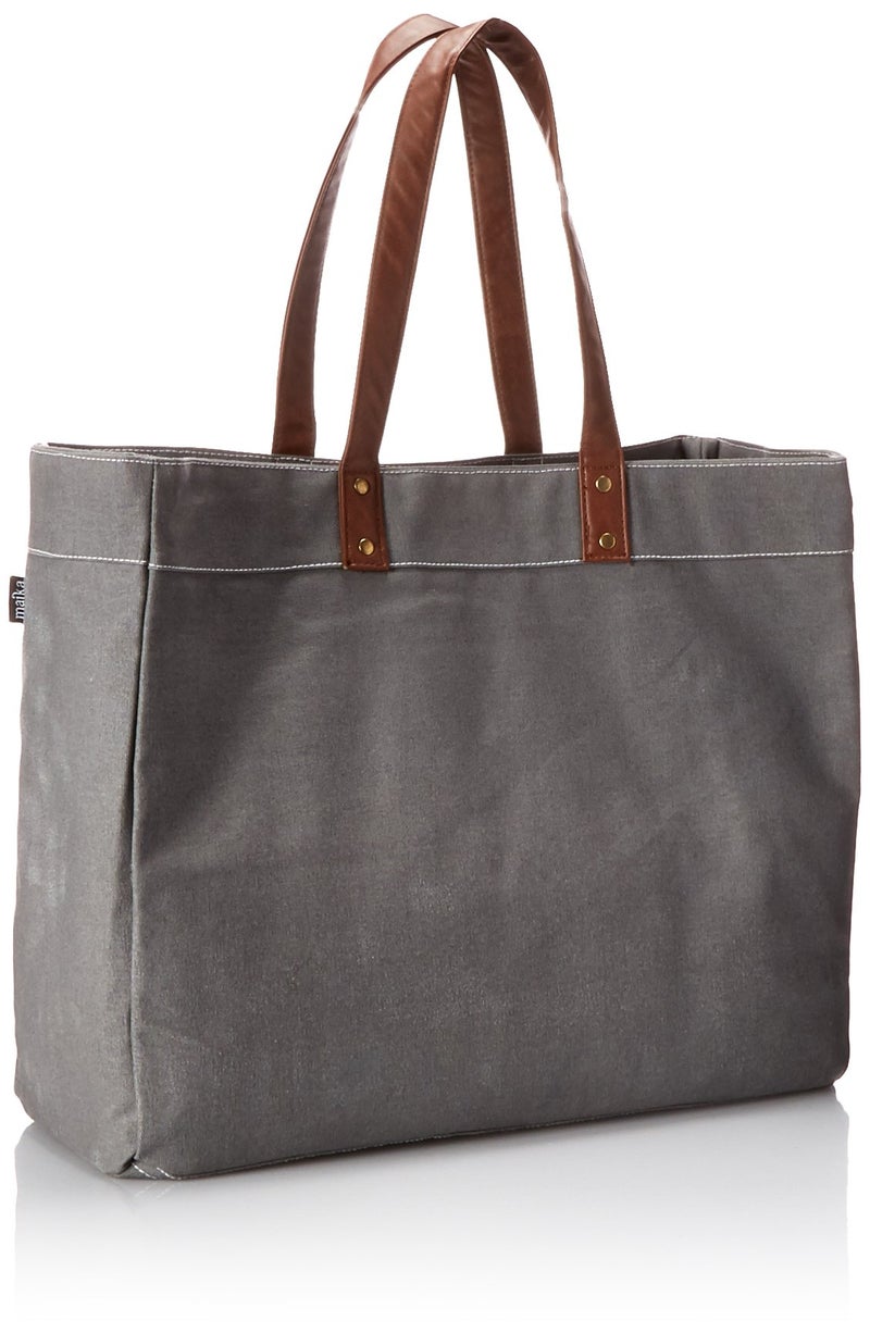 maika Recycled Canvas Carryall Tote Bag, Waxed Ash - Image 2