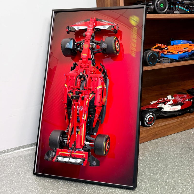 WETCEAOM Display Wallboard Compatible with Lego Technic Ferrari SF24 Model Car 42207 Wall Display Frame Compatible with Lego Car Wall Mount Lovers Only Wall Frame197x315in - Image 2