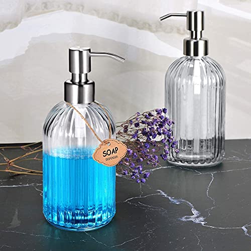 Luximal Glass Soap Dispenser, Kitchen Soap Dispensers with Rust Proof Plastic Pump, Bathroom Soap Dispenser for Hand Soap, Soap, Lotion (19 x 7 Cm, 400 ML) (400ML-NEW-2) - Image 2