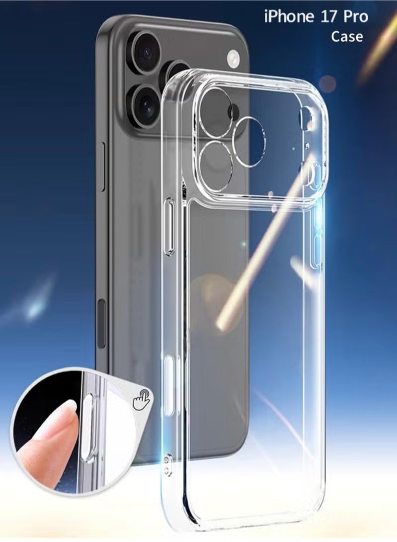 حافظة iPhone 17 Pro مادة TPU ناعمة صديقة للبشرة لتأخير الاصفرار ، ومقاوم للسقوط ومقاوم للخدش غطاء واقي سهل التركيب وإلغاء التثبيت مقاوم للماء غطاء حافظة iPhone فائق النحافة شفاف - Image 1