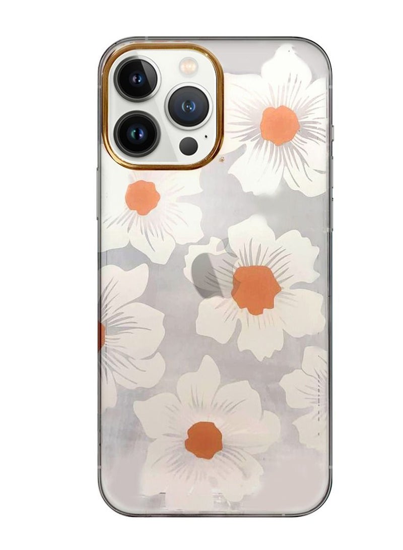 JOWAY iPhone 13 Pro Max Floral Clear Case Ultra Slim Shockproof Flower Print Transparent Cover Design 7 - Image 1