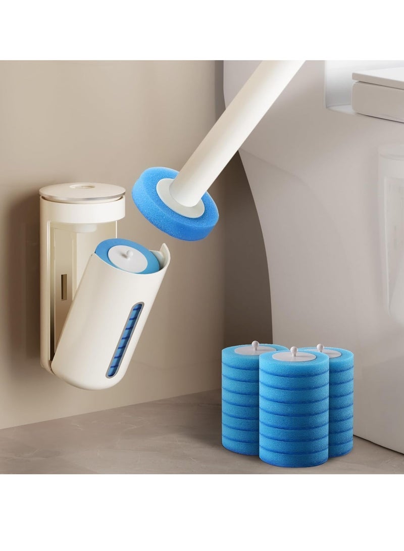 TRASSLE Disposable Toilet Brush with 24 Refills, Upgrade Disposable Toilet Brush and Holder Set, Wall Mounted Toilet Bowl Cleaner Wands, Long Handle with Storage Caddy for Bathroom (Brush Set)  - Image 1