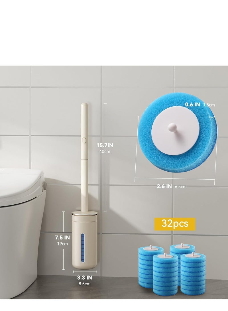 TRASSLE Disposable Toilet Brush with 24 Refills, Upgrade Disposable Toilet Brush and Holder Set, Wall Mounted Toilet Bowl Cleaner Wands, Long Handle with Storage Caddy for Bathroom (Brush Set)  - Image 2