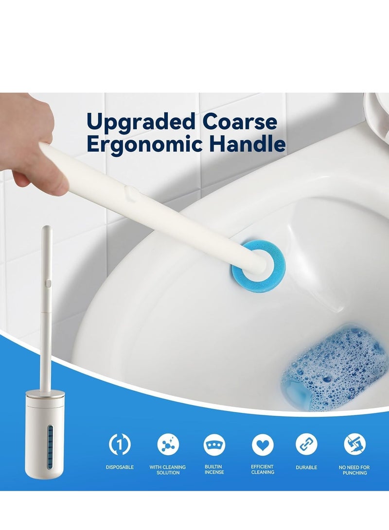 TRASSLE Disposable Toilet Brush with 24 Refills, Upgrade Disposable Toilet Brush and Holder Set, Wall Mounted Toilet Bowl Cleaner Wands, Long Handle with Storage Caddy for Bathroom (Brush Set)  - Image 3