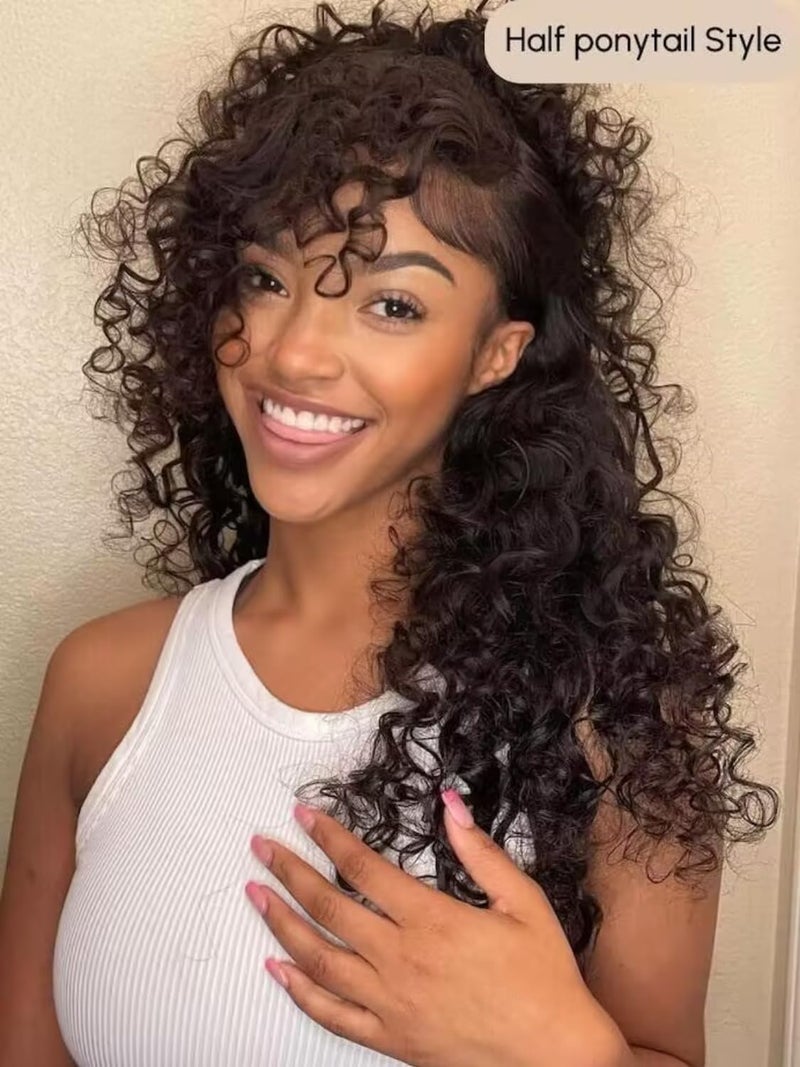 UNICE Bye Bye Knots Glueless Wig Pre Plucked Pre Cut Water Wave 7x5 Lace Front Wigs Human Hair Wet and Wavy Put on and Go Glueless Human Hair Wig 150% Density 16 inch - Image 3