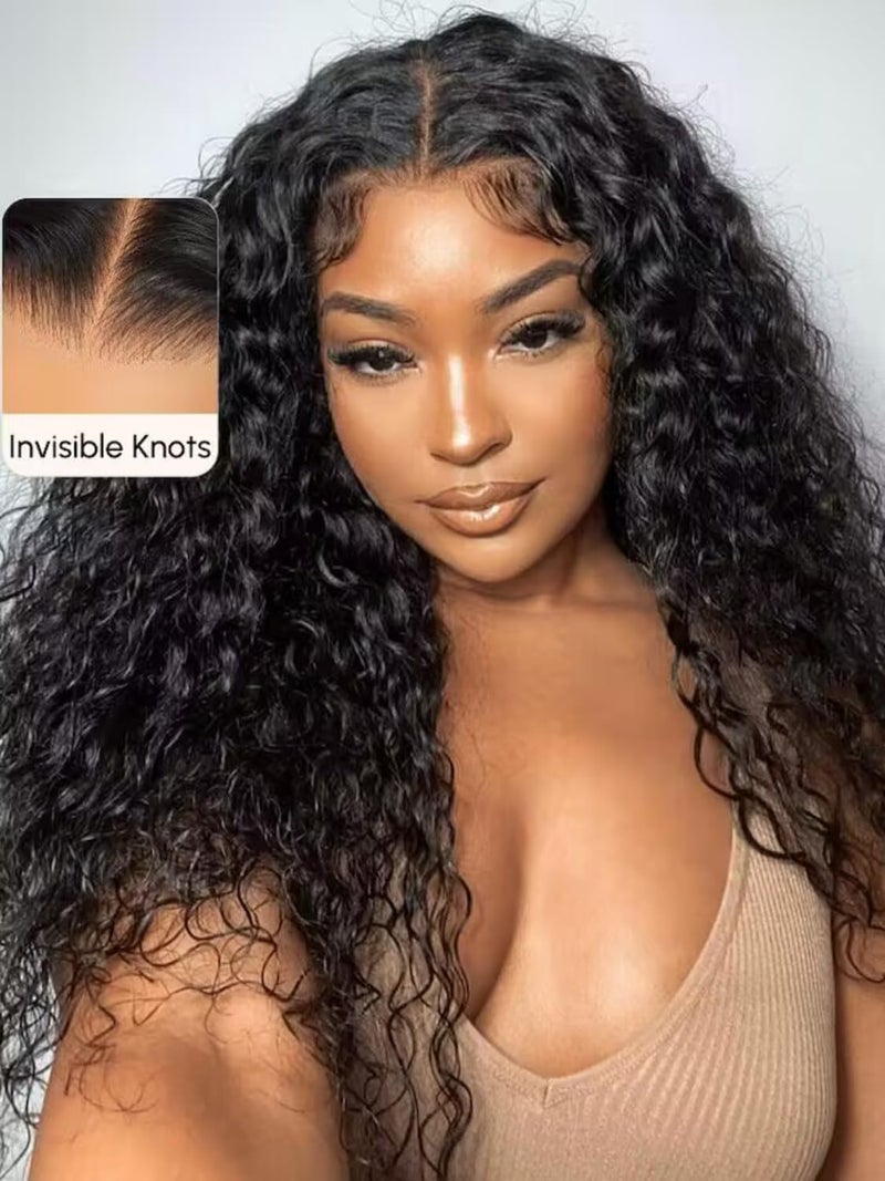UNICE Bye Bye Knots Glueless Wig Pre Plucked Pre Cut Water Wave 7x5 Lace Front Wigs Human Hair Wet and Wavy Put on and Go Glueless Human Hair Wig 150% Density 16 inch - Image 2
