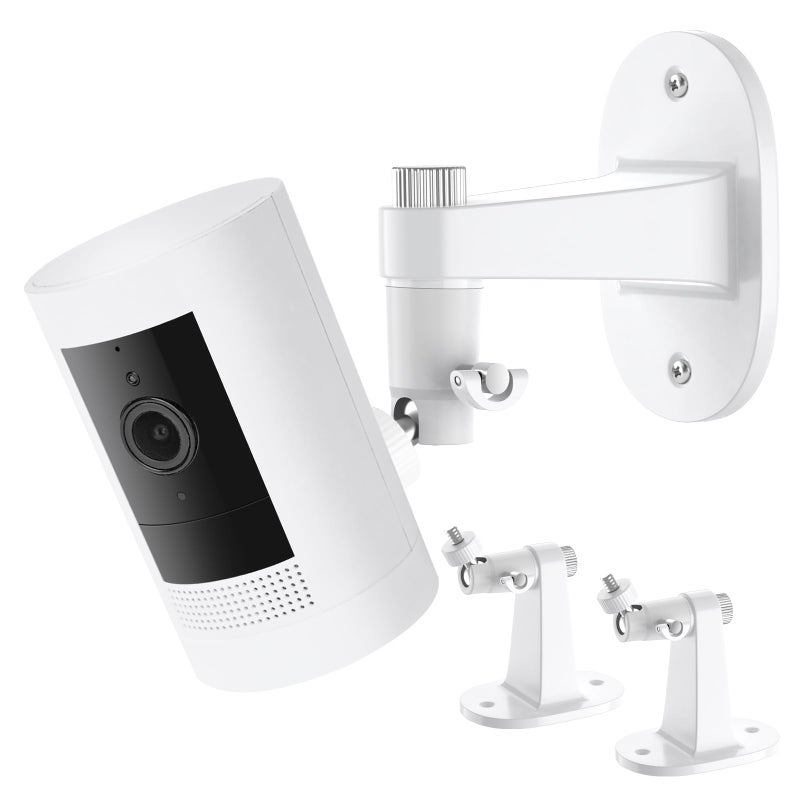 Annkoifu 2Pack Ring Camera Wall Mount for Ring Stick Up Cam & Ring Outdoor Cam Plus, 360 Degree Adjustable No Drilling Mount for Ring Outdoor Indoor Camera(White) - Image 1
