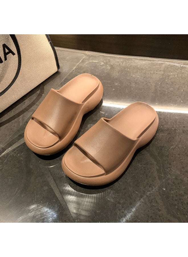 New Model Thick-soled Slip-on Sandals, Casual And Versatile, Height-increasing, One-piece Eva Material, Lightweight And Wear-resistant