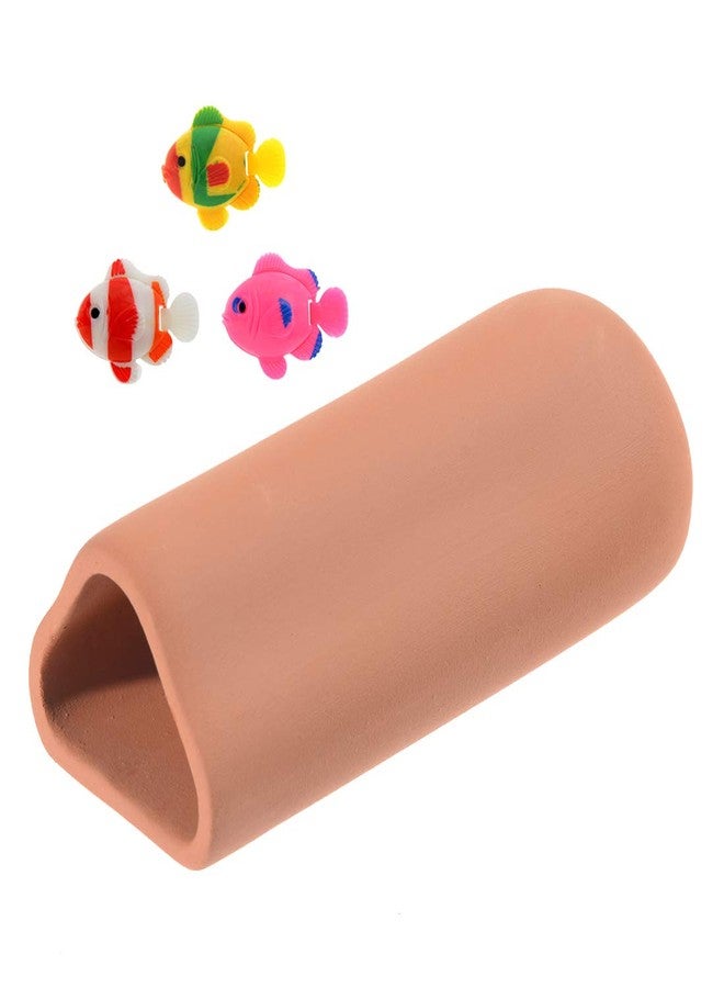 Saim Aquarium Ceramic Cave Decoration,Pleco Hideaway Fish Tank Accessories with 3 Small Fish for Betta Shrimp Shelter Breeding Tube Hiding Rest and Play - Image 1