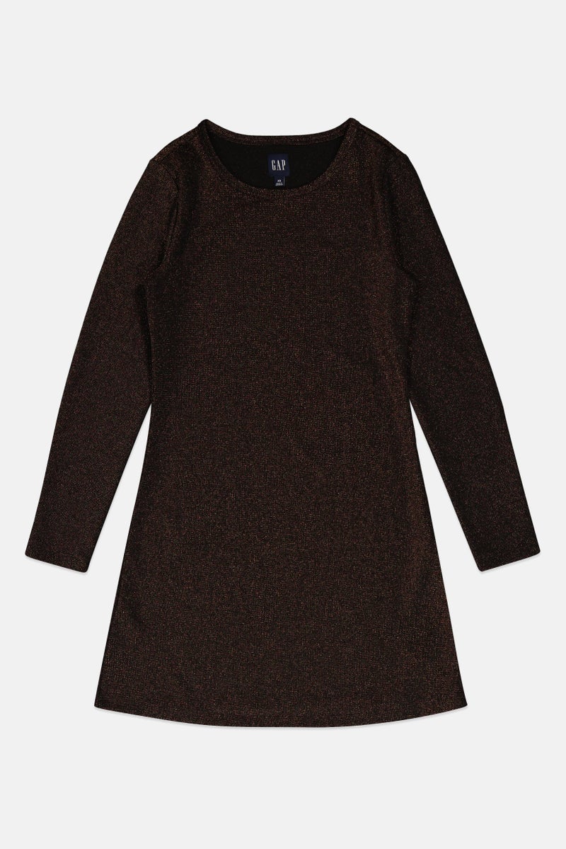 GAP Women Textured Metallic Mini Dress, Bronze - Image 2