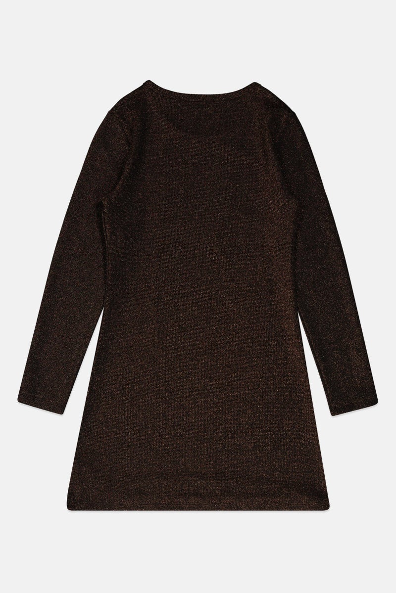 GAP Women Textured Metallic Mini Dress, Bronze - Image 3