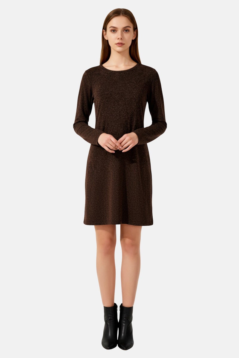 GAP Women Textured Metallic Mini Dress, Bronze - Image 1