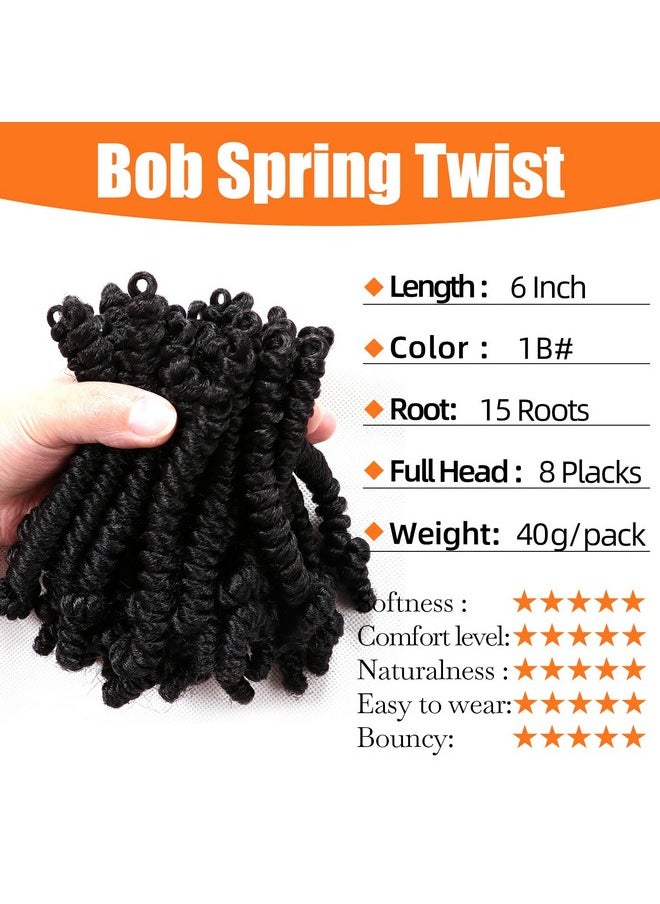 Lifabeauty 8 Packs Short Bob Spring Twist Crochet Hair 6Inch Pretwisted Passion Twist Hair Pre Looped Crochet Braids Hair for Black Women (6 Inch, 1B#)  - Image 2