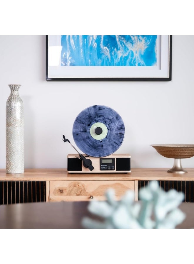 Fuse Audio Fuse Wrap Vertical Turntable with Built in Album Cover Mount, Mid Century Modern Vinyl Player with Built-in Speakers and Bluetooth, FM Radio - Image 2