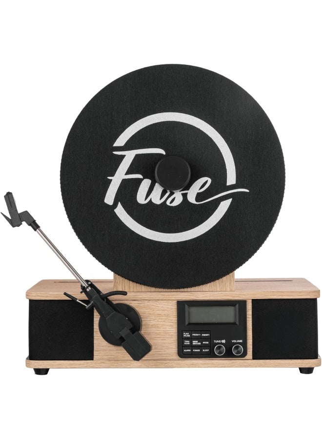 Fuse Audio Fuse Wrap Vertical Turntable with Built in Album Cover Mount, Mid Century Modern Vinyl Player with Built-in Speakers and Bluetooth, FM Radio - Image 4