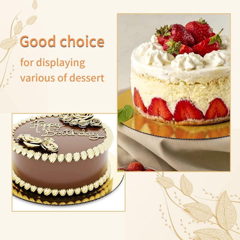 TrendyTrolley Round Cake Base Board |MDF Cardboard Disposable Cake Pizza Circle Scalloped Mate Gold Tart Decorating Base Stand|9 inch - 6 Pc - Round - Image 5