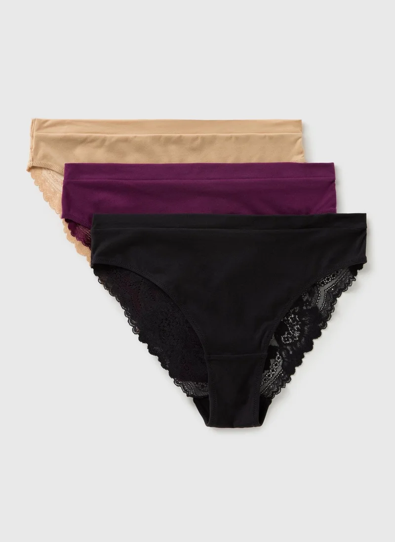 Matalan 3 Pack Multicoloured High Leg Knickers